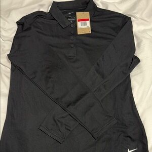 Nike Women's Black Long Sleeve Polo Top